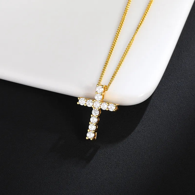 Plated Radiant Cross Necklace